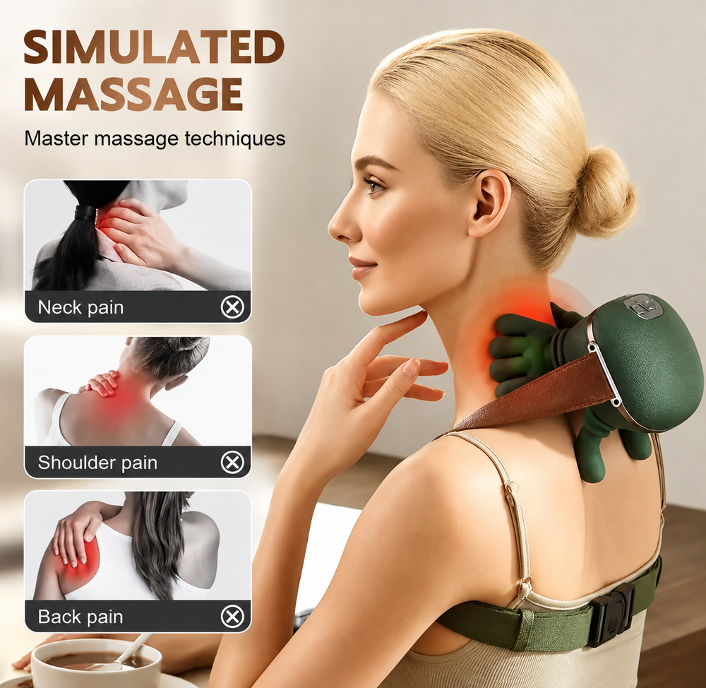 Hand Shaped Heated Neck & Shoulder Massager Therapy